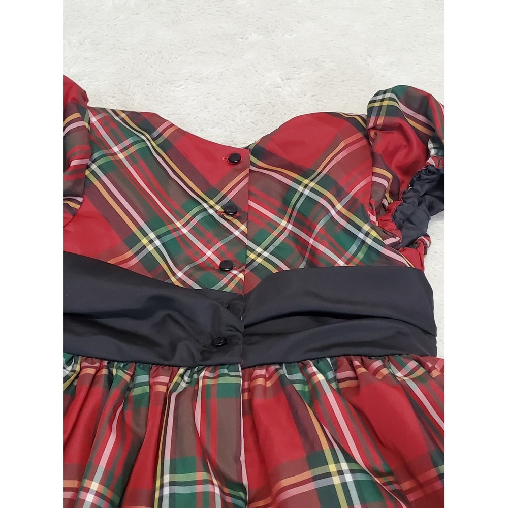 Ralph Lauren Red Green Tartan Plaid Bow Classic Dress Girl 4 Holiday Formal - Picture 5 of 9